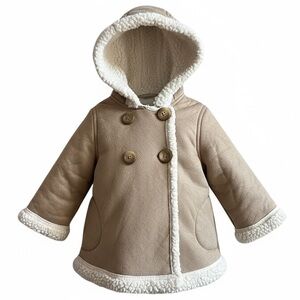 Mayoral Baby Sherpa-Lined Hooded Coat Tan Size 9M